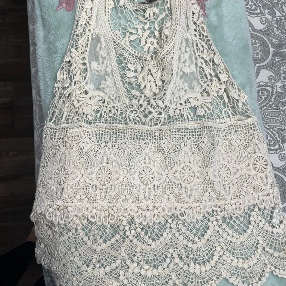 Dynamite Cream Crochet Lace Top - Picture 3 of 7
